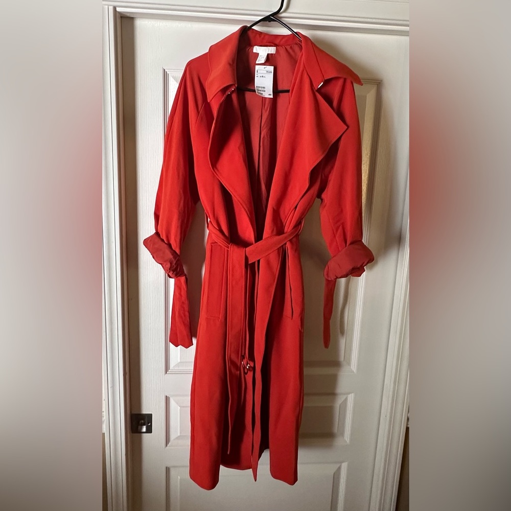 H & M trench coat, size small, gorgeous orange